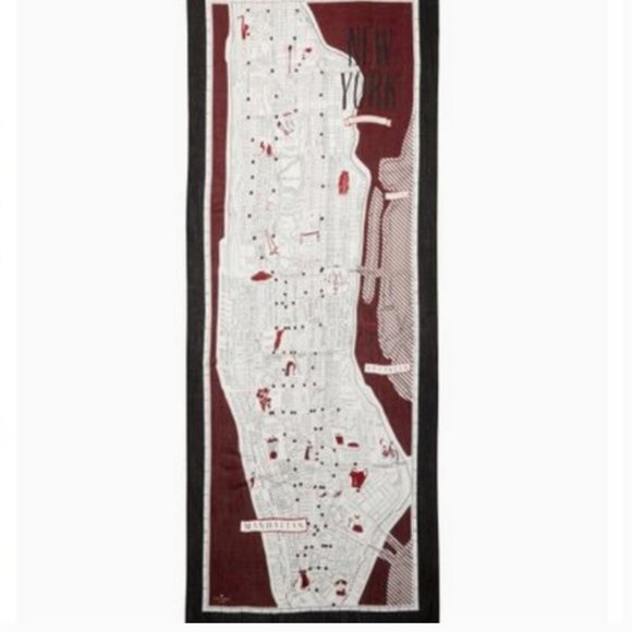kate spade new york map oblong scarf nwot - Picture 1 of 7